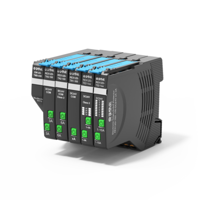 Typ REX12D-T von E-T-A: Zweikanalig beliebig modular anreihbaren elektronischen Sicherungsautomaten REX12D-T.